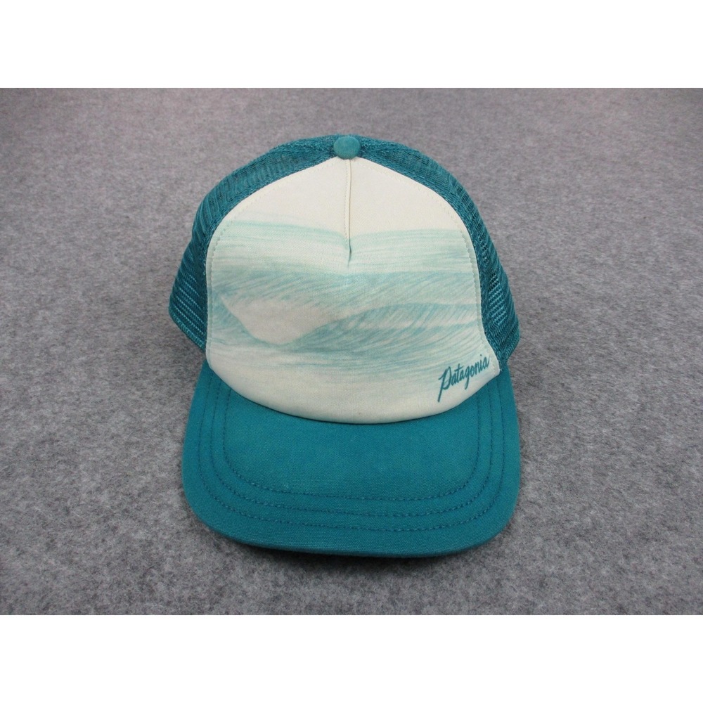 Patagonia Hat Cap Snap Back Mens Blue White Wave Trucker Mesh Back Hiking